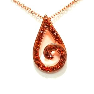 🆕 ROSE BROWN CRYSTAL TEARDROP PENDANT 18" CHAIN